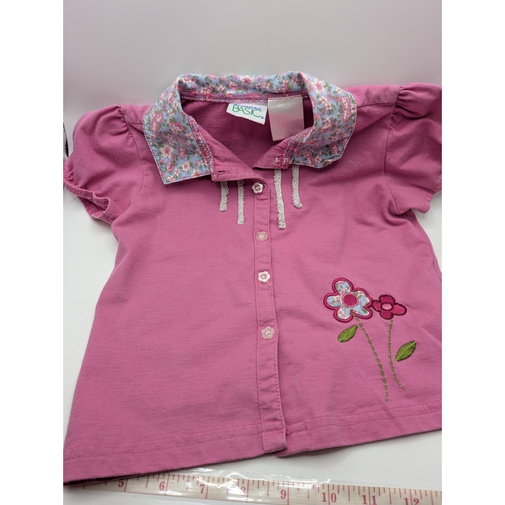 Sz 3T Floral 2 Piece Spring Outfit Vtg 90s Embroidered Shirt Skirt Skort Baby - Picture 2 of 16